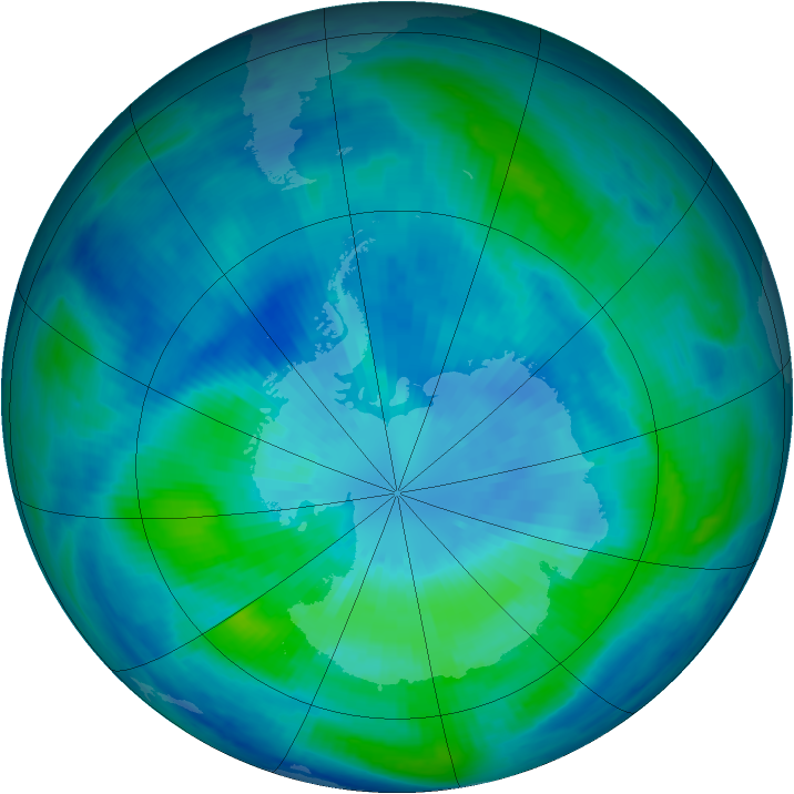 Antarctic ozone map for 25 March 1999